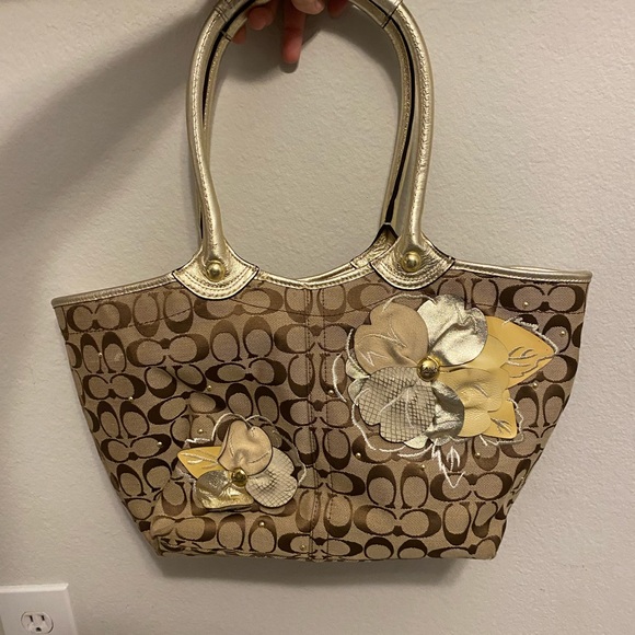 Coach Handbags - Limited Edition Coach Leather Flower Shoulder Bag